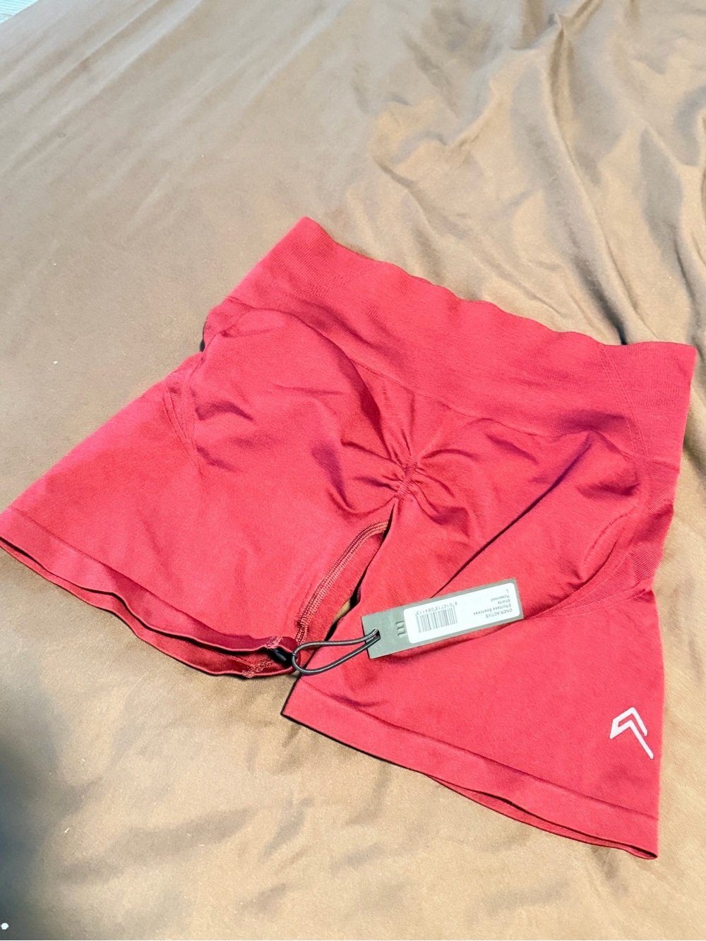 Oner Active Red Ruched High-Waist Athletic Shorts